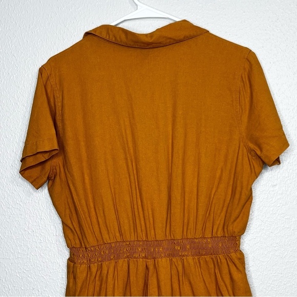 Universal Thread Womens M Linen Blend Mustard Yellow Romper Jumpsuit Pockets - Picture 13 of 15
